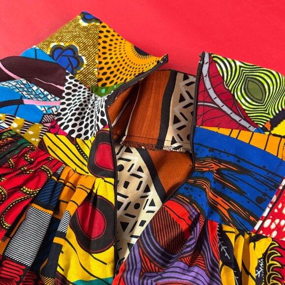 Vintage 90s African Ankara Patchwork Midi Skirt – Handmade, Size Small - Picture 8 of 12